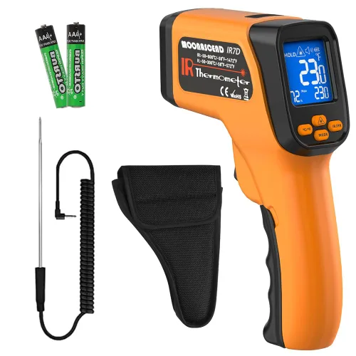 Miniatura 15 de Pistola de termómetro infrarrojo 50:1, pistola de temperatura láser sin contacto de -58 °F a 2732 °F para cocinar, horno de pizza, reptil, plancha