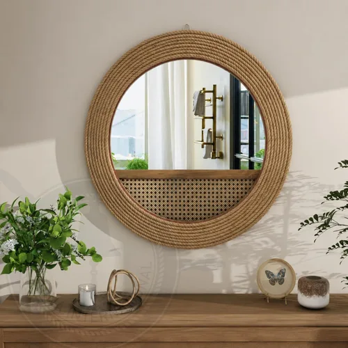 Miniatura 12 de Nagina International Decoración de pared náutica prémium hecha a mano con cuerda de espejo acentuado Regalos y coleccionables de decoración