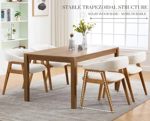Miniatura 4 de CIM0TA - Juego de 2 sillas de comedor modernas con brazos de tela de tapicería de sherpa para cocina y comedor con respaldo abierto de barril/patas