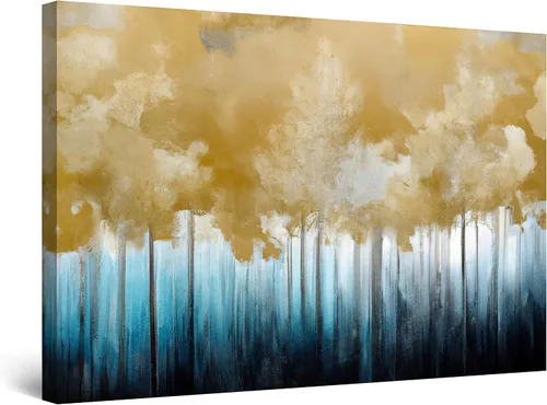 Miniatura 23 de Startonight Lienzo decorativo abstracto para pared, pintura del árbol de la vida amarillo, impresión grande estirada, moderna para dormitorio o sala