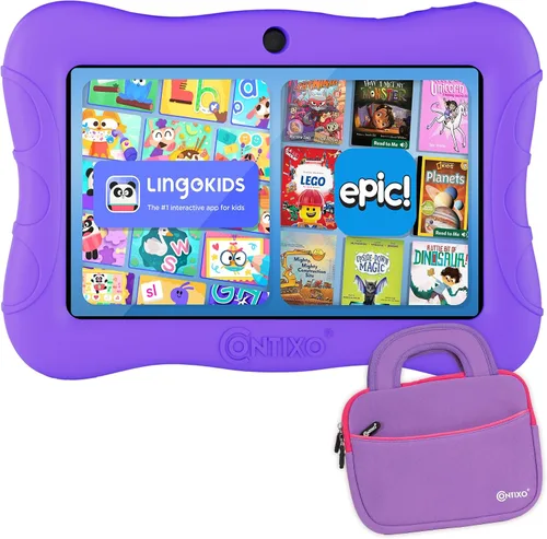 Miniatura 10 de Contixo 7 Kids Tablet V9 - Paquete de tableta Android y funda con más de 50 libros de cuentos y calcomanías de Disney (valor de $200), 32GB, cámaras