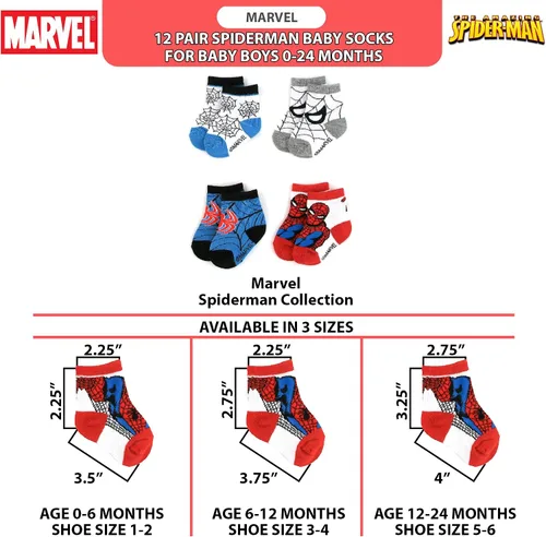 Miniatura 4 de Marvel's Spider-Man Baby Boys - Juego de 12 calcetines (recién nacidobebé)