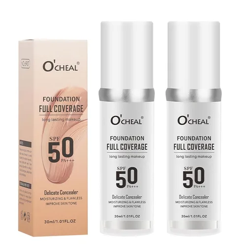 Paquete de 2 bases de maquillaje que cambian de color para piel madura, maquillaje base líquida, protector solar SPF50, corrector cobertura