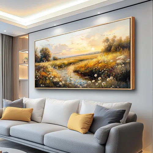 Miniatura 11 de KELIYUAN Lienzo decorativo de pared para sala de estar, decoración de pared grande para dormitorio, pintura de paisaje de alce, montaña, fotos