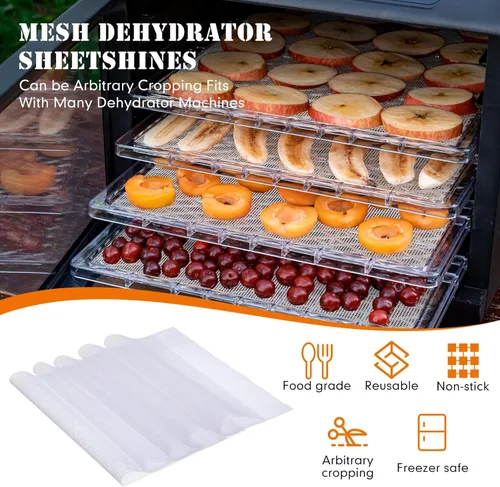 Miniatura 4 de Thenshop 8 bandejas deshidratadoras de silicona con borde y 10 alfombrillas deshidratadoras de malla, antiadherentes, reutilizables, para frutas