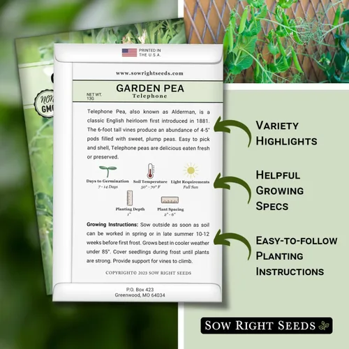 Miniatura 2 de Sow Right Seeds - Semillas de guisantes telefónicos para plantar - Paquete de reliquia sin OMG con instrucciones para cultivar un huerto doméstico