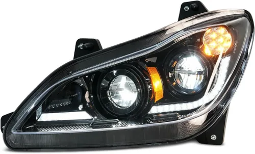Miniatura 10 de Conjunto de par de faros delanteros LED completos Blackout para camiones semi Kenworth T660 170 T270 T370 T660 T700 2008-2019 DRL Halo Secuencial