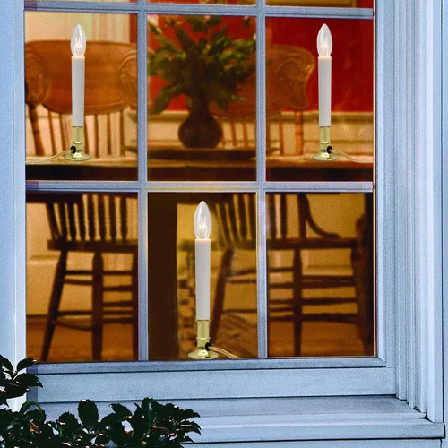 Miniatura 6 de Paquete de 4 velas eléctricas de Navidad con base chapada en oro, velas de ventana de Navidad con bombillas transparentes C26 de 7 W, luces de vela