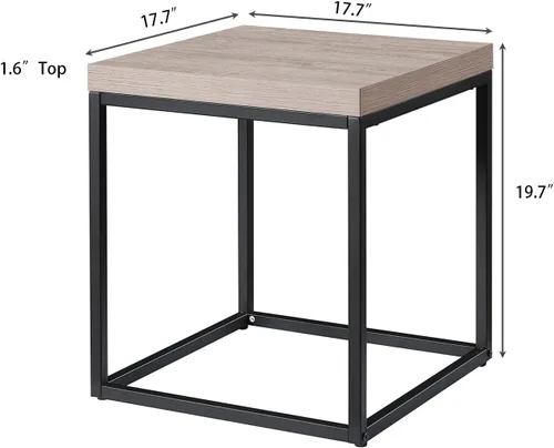 Miniatura 2 de CENSI - Mesa auxiliar/mesa auxiliar de roble lavado gris de 18 pulgadas Extra Thick 1.6" Honey-comb Wood Top, Sofa Table, Modern Industrial, Roble