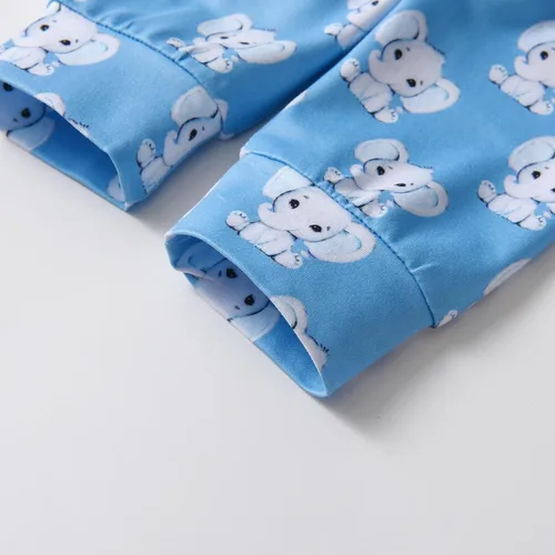 Miniatura 42 de Conjunto de 3 piezas de ropa de bebé recién nacido con estampado de manga larga + pantalones + sombrero
