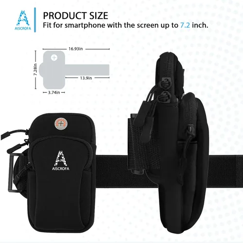 Miniatura 2 de Brazalete deportivo, gimnasio para correr, bolsa universal para teléfono inteligente con orificio para auriculares, bolsillos multifuncionales