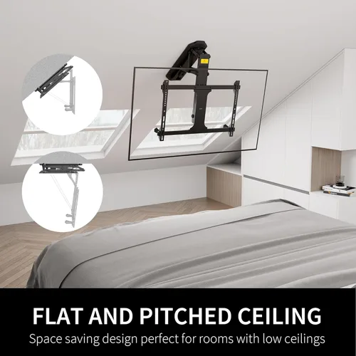 Miniatura 6 de VIVO Soporte eléctrico para TV de techo para pantallas de 32 a 70 pulgadas, soporte VESA de techo inclinado motorizado abatible grande, paquete Negro