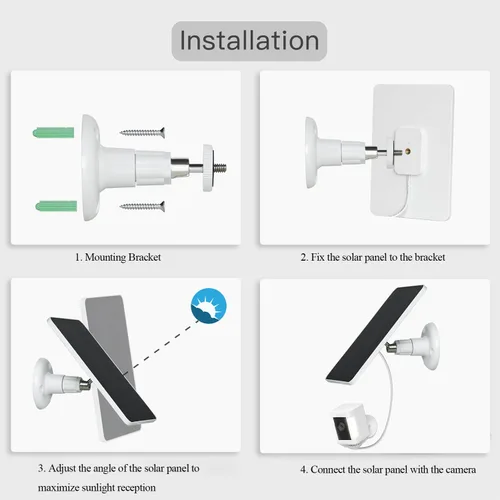 Miniatura 6 de Paneles solares de 5 W para cámaras de seguridad – Compatible con Ring Spotlight Cam (batería), batería Ring Stick Up Cam – Cable de carga de 9.8 1