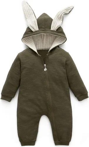 Miniatura 136 de Simplee Kids Enterizo con diseño de conejo de Pascua con capucha, para bebé, overol con cremallera y orejas largas