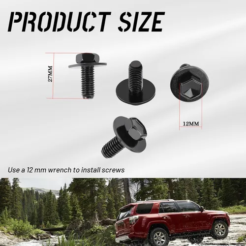 Miniatura 3 de 4 piezas de 12 mm de pernos y juntas de placa deslizante frontal superior compatibles con Toyota Tacoma 4Runner FJ Tundra Land Cruiser 2013-2020