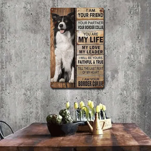 Miniatura 3 de Letrero de Metal Letrero de Hojalata Arte de Pared Vintage I Am Your Friend Regalo para Amantes del Border Collie Arte de Pared Vintage Impresiones
