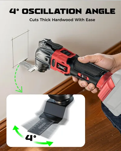 Miniatura 8 de DIYtoolifz Herramienta oscilante inalámbrica compatible con batería Milwaukee de 18 V, herramienta de motor sin escobillas de 6 velocidades Para