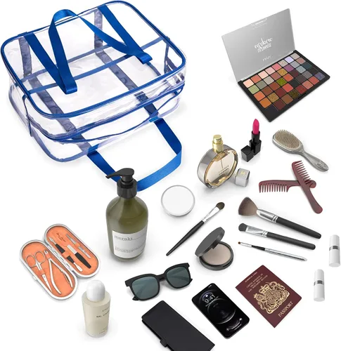 Miniatura 7 de Bolsa de aseo grande y gruesa de PVC con cremallera, bolsa transparente para cosméticos para el trabajo diario, viajes, deportes