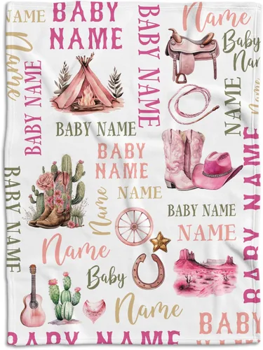 Miniatura 19 de Manta de bebé occidental para niña, manta de bebé occidental, mantas de bebé personalizadas, manta de bebé vaquero con nombre, mantas de bebé Chica