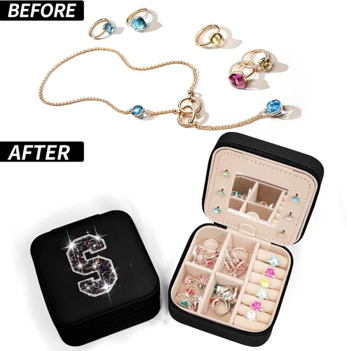 Miniatura 6 de Uygafly Joyero de viaje – Joyero personalizado para mujeres, pequeño organizador de joyas, bonitos organizadores de joyas y estética