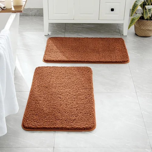 Miniatura 53 de MIULEE Juego de 2 alfombras de baño antideslizantes peludas extra gruesas y suaves, alfombrillas de baño de microfibra suave absorbente de agua