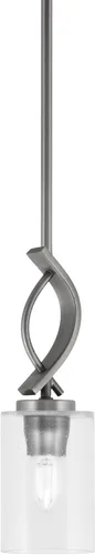 Miniatura 129 de Toltec Lighting Cavella Stem Colgado Mini colgante, acabado grafito, vidrio de muselina blanca de 4 pulgadas