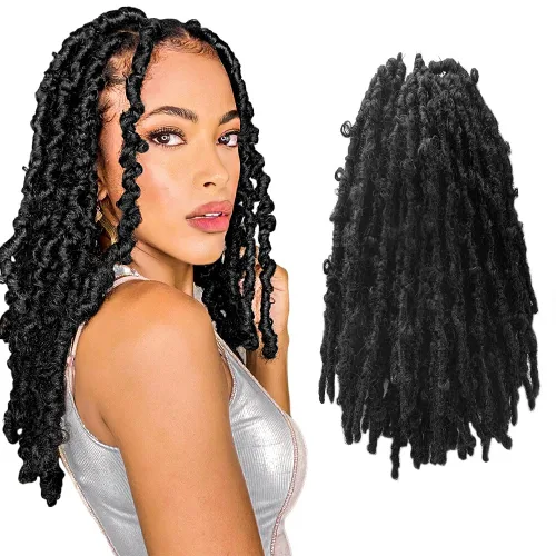 Miniatura 26 de Niseyo 6 paquetes de trenzas de ganchillo suaves de mariposa de 10 pulgadas, hechas a mano, preenlazadas, color negro oscuro, trenzas de mariposa