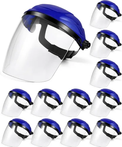 Miniatura 14 de Tellegloww 4 protectores faciales de seguridad transparentes para moler y cortar, ligero, resistente a los impactos con trinquete ajustable, máscara