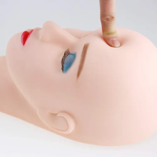 Miniatura 3 de Foraineam Paquete de 2 cabezales de entrenamiento de práctica de goma, maniquí de cosmetología, cabeza de cara para pestañas, maquillaje y masaje