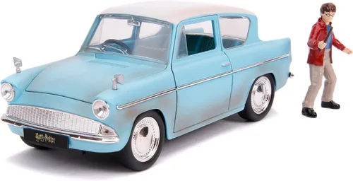 Jada Harry Potter 1:24 1959 Ford Anglia - Coche fundido a presión y figura de Harry Potter de 2.75 pulgadas, juguetes para niños y adultos