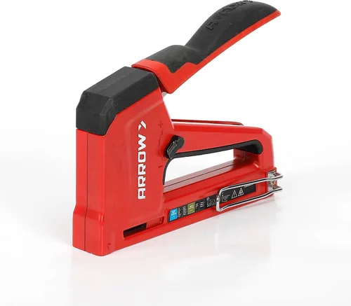 Miniatura 5 de Arrow T50RED2 - Pistola de grapas manual 2 en 1 y clavadora de clavos para tapicería, marco, aislamiento, manualidades y muebles, rojo