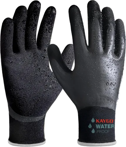 Miniatura 12 de KAYGO Guantes de trabajo impermeables para hombres y mujeres, guantes de trabajo recubiertos de goma antideslizantes para jardín, construcción al