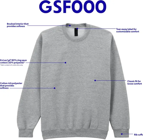 Miniatura 4 de Gildan estilo GSF000 - Sudadera de forro polar con cuello redondo para adulto