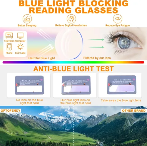 Miniatura 6 de Anteojos de lectura multifocales progresivos para mujer, para lectura de computadora con luz azul cuadrada de gran tamaño con bisagra de resorte