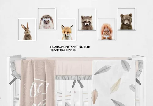 Miniatura 6 de EPHANY Pósteres y Impresiones de Animales de Safari para Bebés, Pintura sobre Lienzo para Guardería, Arte de Pared con Elefante, Tigre, Ciervo, Oso