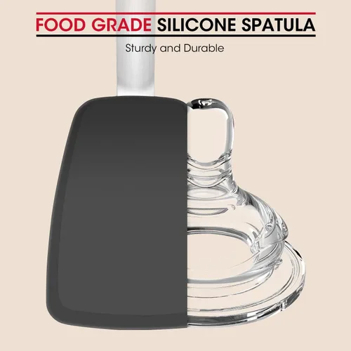Miniatura 8 de Unicook Espátula de silicona flexible, 2 unidades, espátula resistente al calor de 600 °F para utensilios de cocina antiadherentes, utensilios