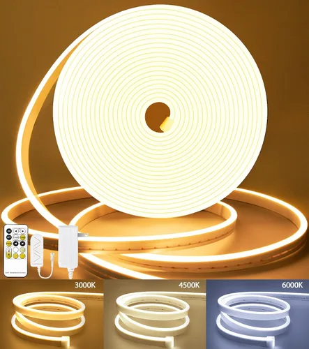 Miniatura 11 de Lamomo - Tira de luces LED RGB de neón, 16.4 pies de luces de cuerda LED de neón con control remoto por aplicación, sincronización de música