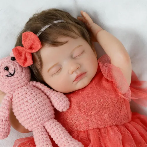 SCOM Muñecas Bebé Reborn Niña de 20 Pulgadas, Recién Nacida Realista, Muñecas Bebé Durmiendo Niña, con Cuerpo de Tela Suave con Peso, Extremidades