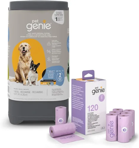 Miniatura 12 de Pet Genie Pail Sistema de eliminación de desechos de perros para control de olores con 1 repuesto de inicio (14 pies) + 1 paquete de repuesto Pet