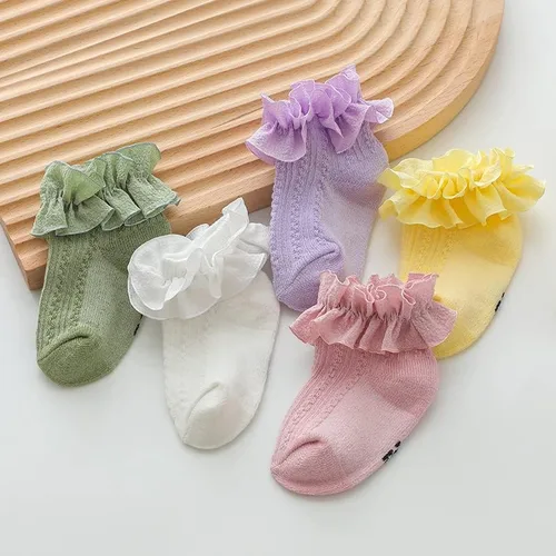 Miniatura 2 de Calcetines de princesa para recién nacidos, con volantes de encaje, para niñas pequeñas