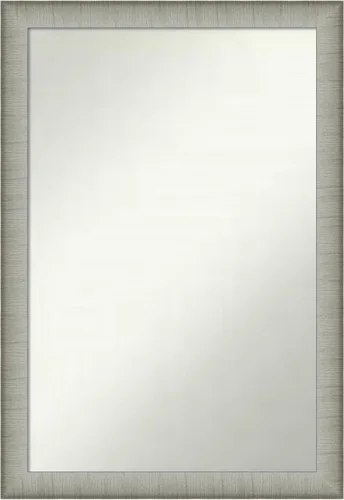Miniatura 187 de Amanti Art Espejo de baño plateado para sobre fregadero, 25 x 25 pulgadas, espejo de tocador cuadrado estrecho de níquel cepillado, marco de madera
