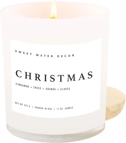 Miniatura 36 de Sweet Water Decor - Vela de soja Hello Fall, aroma manzanas con canela, clavo de olor y nuez moscada de otoño, mecha de 100% algodón, frasco blanco