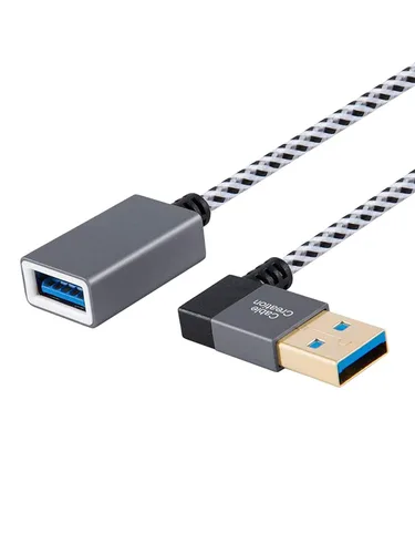 Miniatura 6 de CableCreation Paquete de 2 cables de extensión USB 3.0 cortos en ángulo recto, cable extensor macho a hembra de 1 pie para unidades flash, teclado