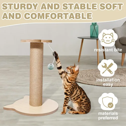Miniatura 3 de Árbol para gatos de 18 pulgadas de alto para gatitos, poste rascador de yute con bola colgante para gatitos y gatos adultos, torre pequeña