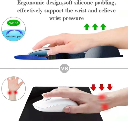 Miniatura 2 de Alfombrilla de mouse negra con reposamuñecas, base de goma antideslizante para una cómoda alfombrilla de mouse para juegos, alfombrillas ergonómicas