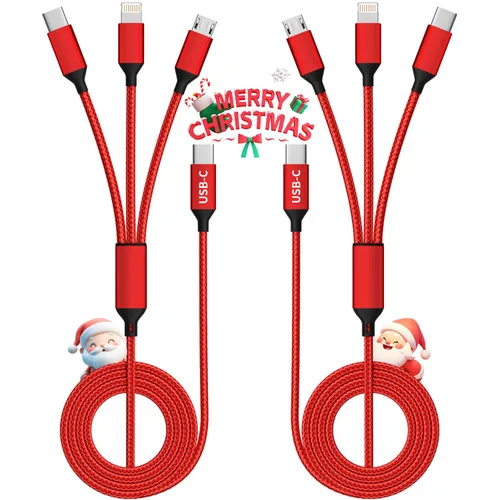 Miniatura 13 de Cable de carga múltiple (paquete de 2 cables de 4 pies) 3 en 1 para múltiples dispositivos, cable de carga universal trenzado de nailon para Negro