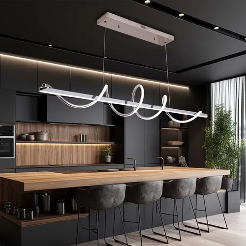 Miniatura 10 de Lámpara Colgante Moderna - Candelabro LED Dorado para Comedor con Giro Creativo en Forma de Serpiente - Iluminación LED Galvanizada en Oro para Isla