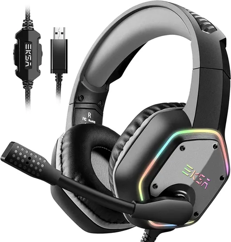 Miniatura 15 de EKSA E1000WT Wireless Gaming Headset,2.4GHz USB Gaming Headphones with Microphone for PC, PS5, PS4, Nintendo Switch, 7.1 Surround Sound Headset, RGB