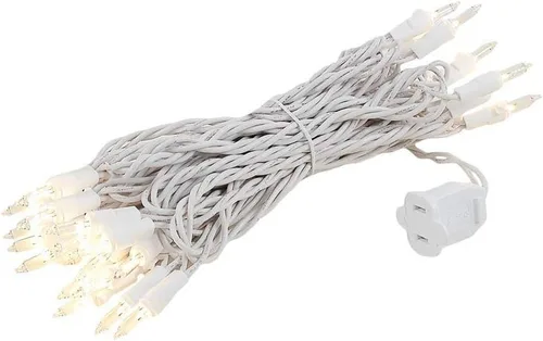 Novelty Lights Mini cadena de luces cortas vintage de 5 pies, 35 bombillas, bombillas transparentes en cable blanco, luces de hadas de 4 pulgadas de