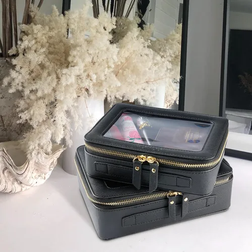 Miniatura 6 de Aveniee Organizador de bolsa de maquillaje transparente, estuche portátil de viaje para cosméticos, bolsa transparente resistente con cremallera